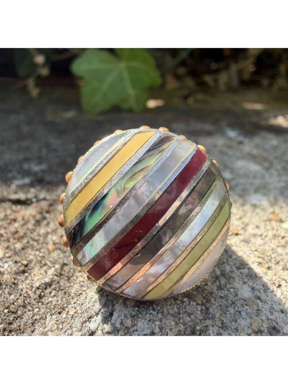 Southwestern Multi Stone Striped Inlay Ring 8 Sterling Silver MOP Jasper Boho - Picture 2 of 15
